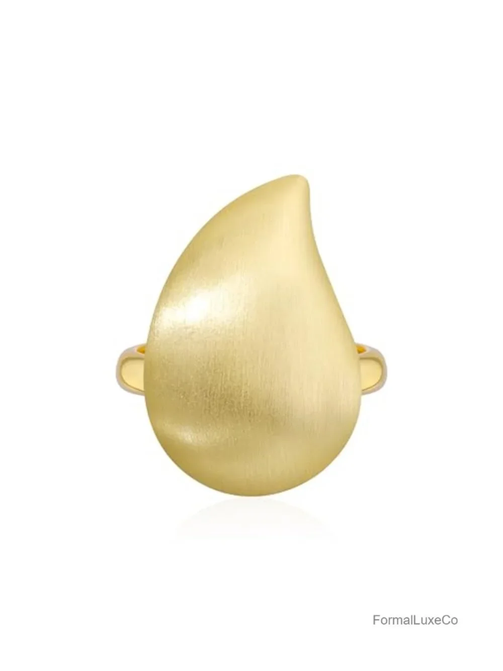 Chunky Gold Plated Statement Ring for Women, Water Drop Design, Matte Satin